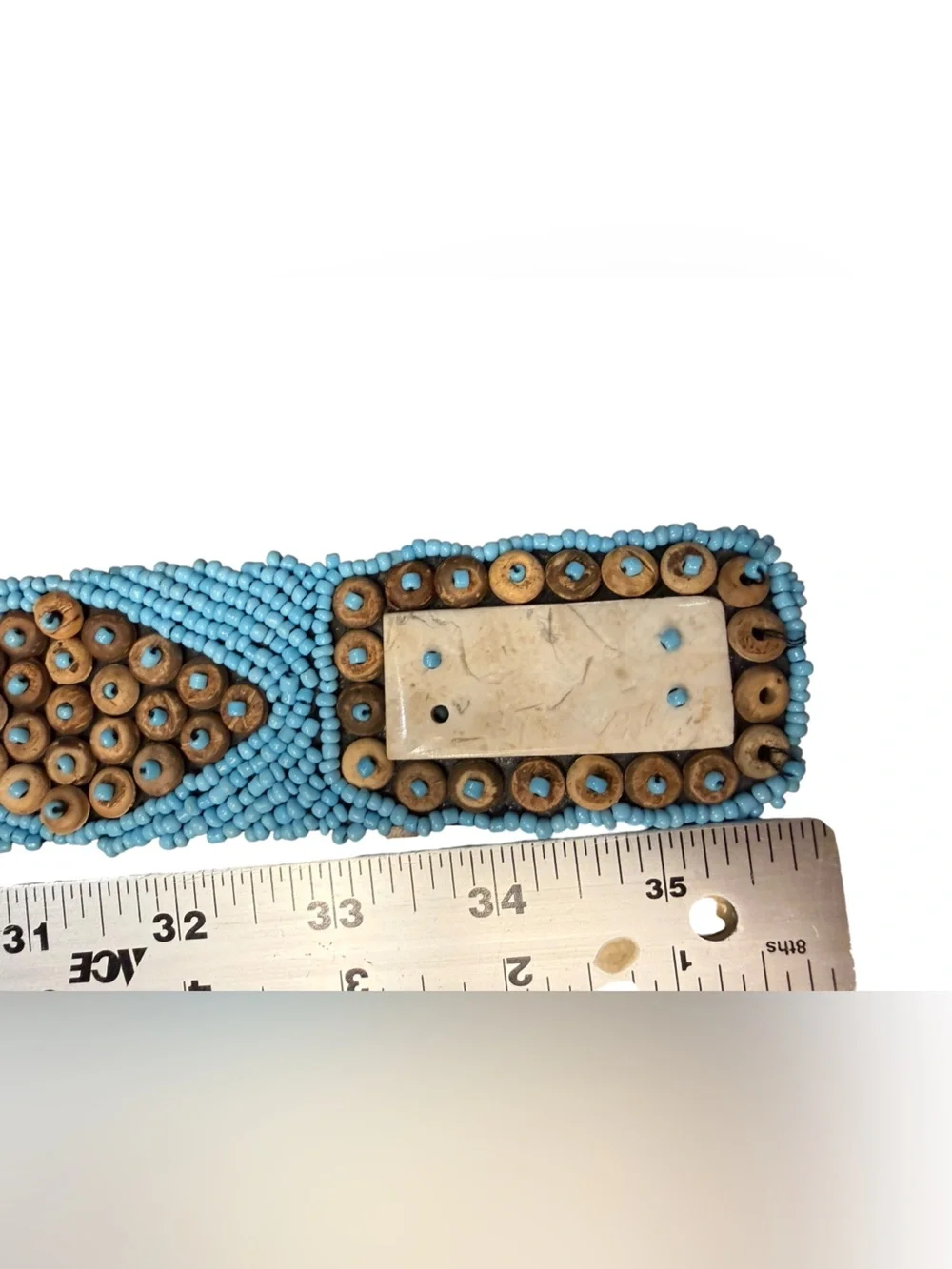 Beaded Blue and Brown Embellished Belt Ties 32” (Not Including Ties)